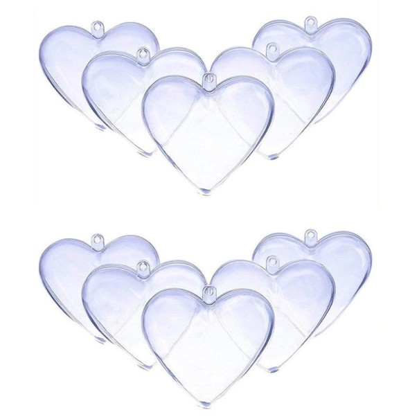 Transparent julhjärtdekoration 10 st 7 cm