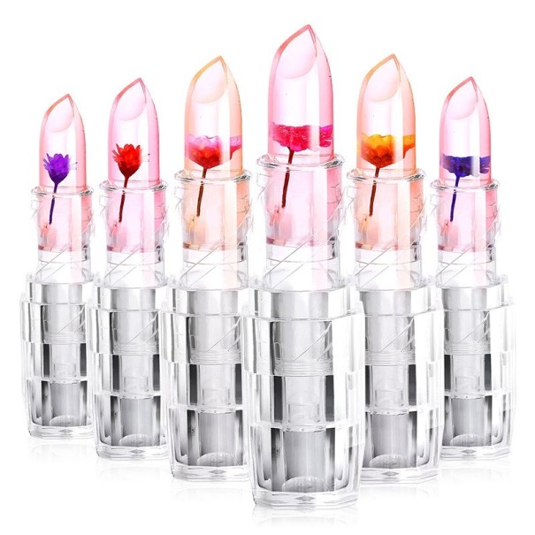 Transparent läppstift med blomma