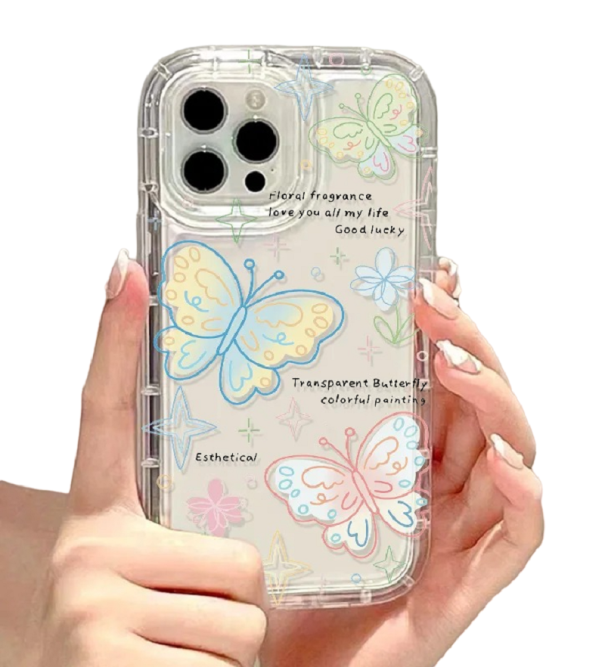 Transparent Protective Case with Colourful Butterfly Design for Samsung Galaxy S23 Plus 1