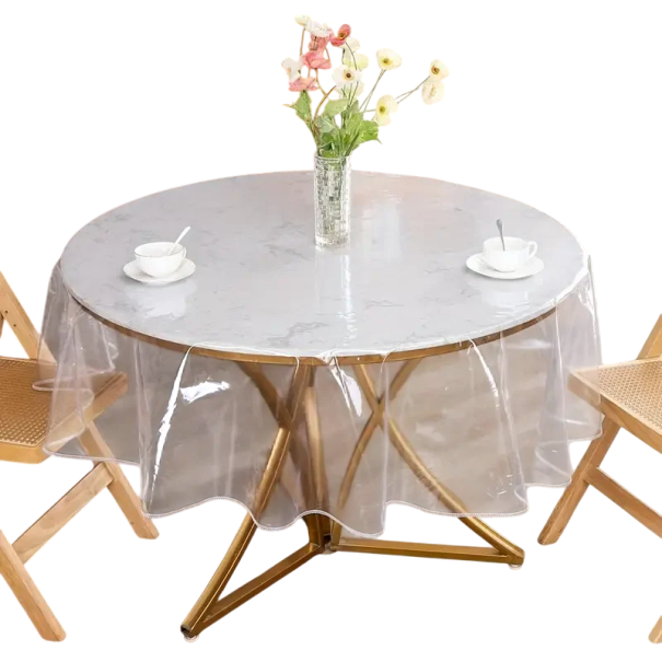 Transparent Round Plastic Tablecloth Protector 150 cm Waterproof Table Film Stain Protection Kitchen and Dining Accessory 1