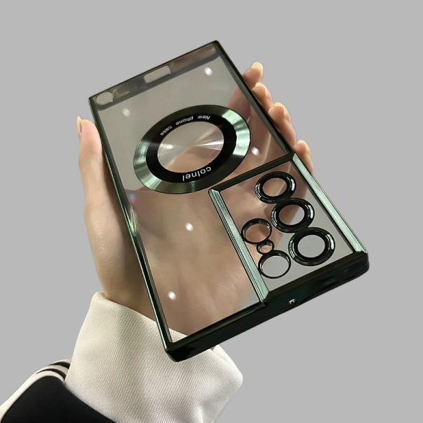 Transparent silikonecover med MagSafe-understøttelse til Samsung Galaxy S23 Ultra grøn