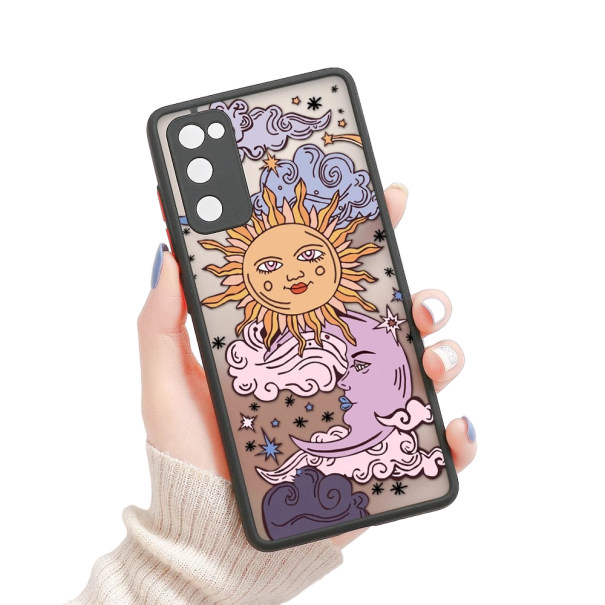 Transparent skal med sol- och månemotiv till Samsung A14 1