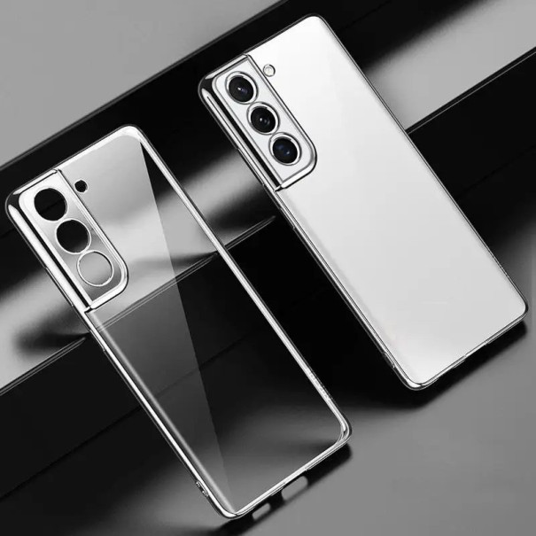 Transparent skyddsfodral med metallram för Samsung Galaxy A14 5G silver