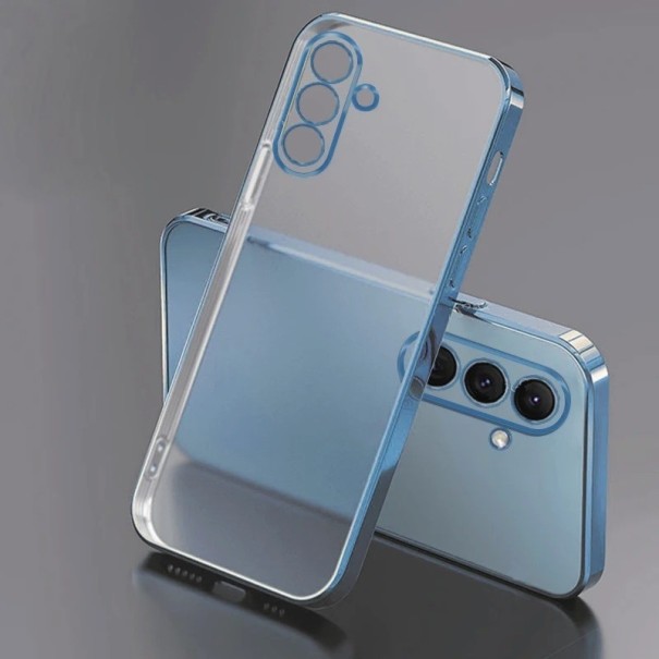Transparent skyddsfodral med metallram för Samsung Galaxy S23 blå