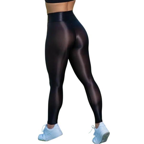 Transparente elastiske leggings til yoga og løb med høj talje, åndbare fitnessleggings, formende sportsbukser til fitnesscenter og træning sort S