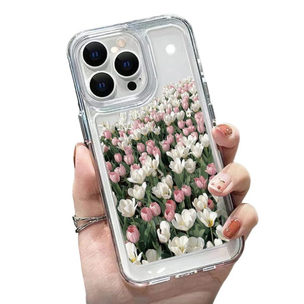 Transparente Schutzhülle für iPhone 15 Plus, Tulpen 1