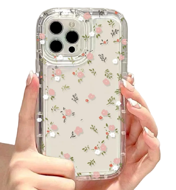 Transparente Schutzhülle mit dem Motiv rosa Blumen für das Samsung Galaxy A14 5G 1