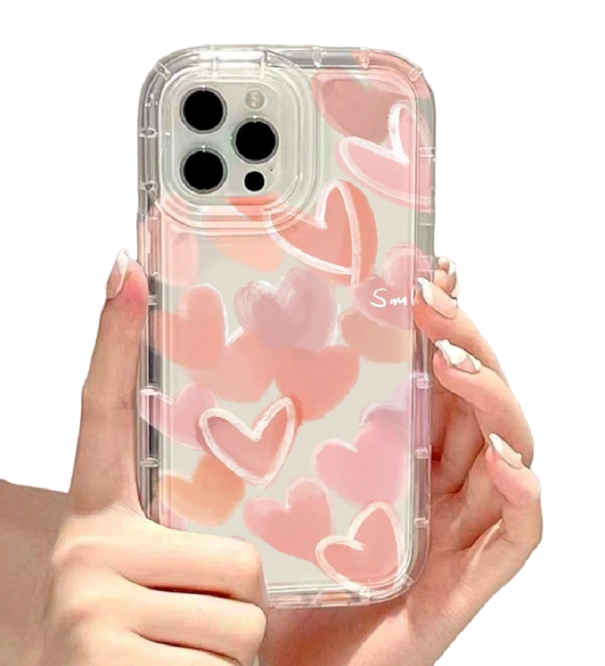 Transparente Schutzhülle mit dem Motiv rosa Herzen für das Samsung Galaxy S23 Plus 1