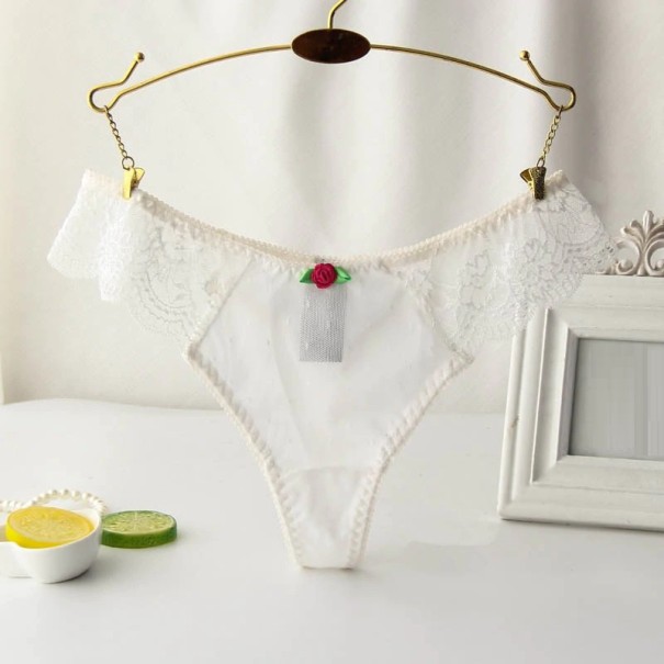 Transparenter Damen-Tanga weiß S