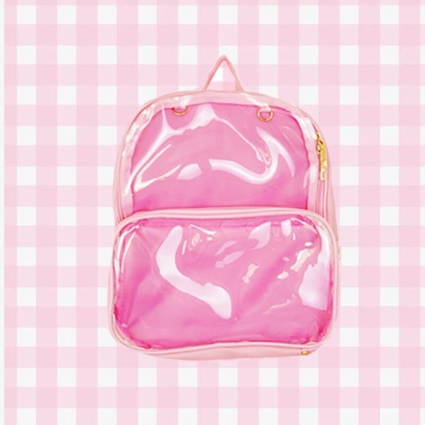 Transparenter Damenrucksack E696 rosa