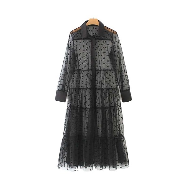 Transparentes Hemdkleid schwarz L