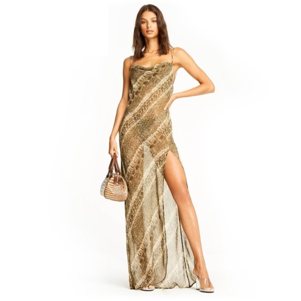 Transparentes Kleid mit Schlitz L