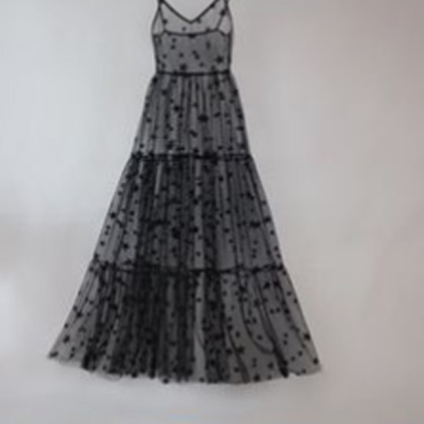 Transparentes Kleid mit Sternen schwarz XS