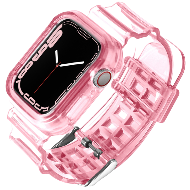 Transparentes Silikonarmband für Apple Watch 42 / 44 / 45 mm rosa