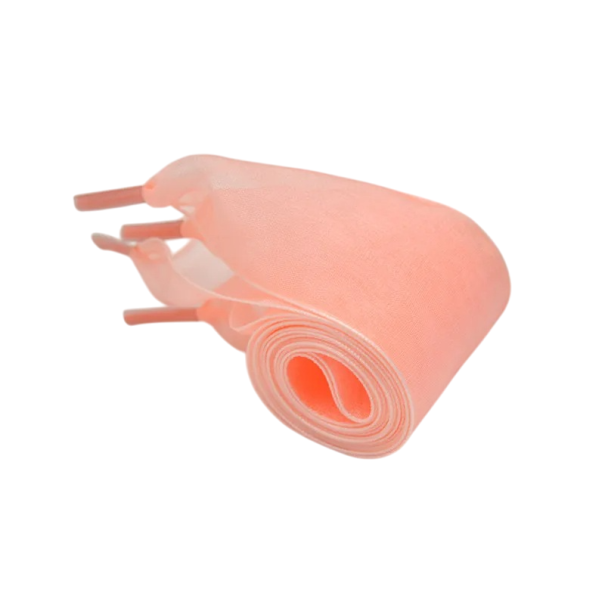 Transparentné šifónové šnúrky do topánok 80x4 cm Hodvábny efekt Veľké mašle Široké šnúrky Štýlový doplnok Elegantná obuv DIY úpravy marhuľová