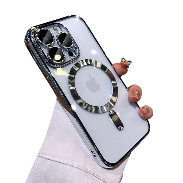 Transparentní silikonový kryt pro iPhone 16 Plus Magnetický kryt s bezdrátovým nabíjením pro iPhone 16 Plus Barevný silikonový kryt pro Iphone 16 Plus stříbrná