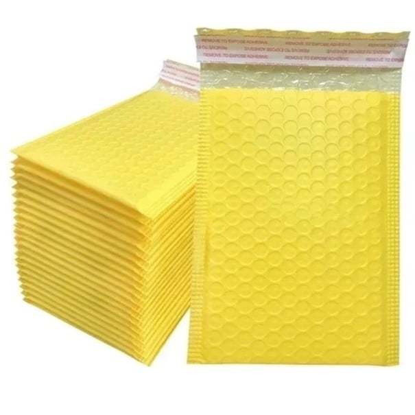 Transport boblekuvert 50stk 13x18 cm flere farver gul