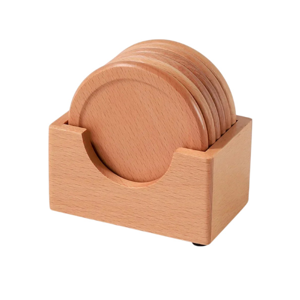 Träunderlägg för drycker med hållare värmebeständiga underlägg för muggar mått 10,6 × 6,7 × 5,6 cm massivt valnöt och bokträ beige