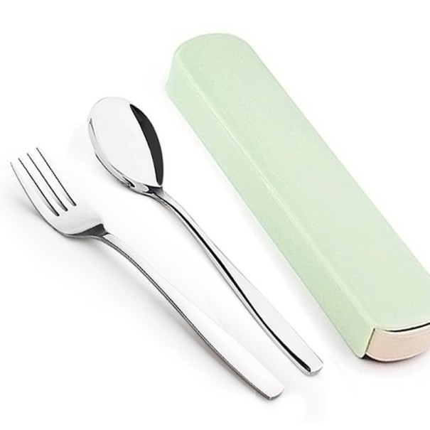 Travel Cutlery Set with Case 2 pcs light green