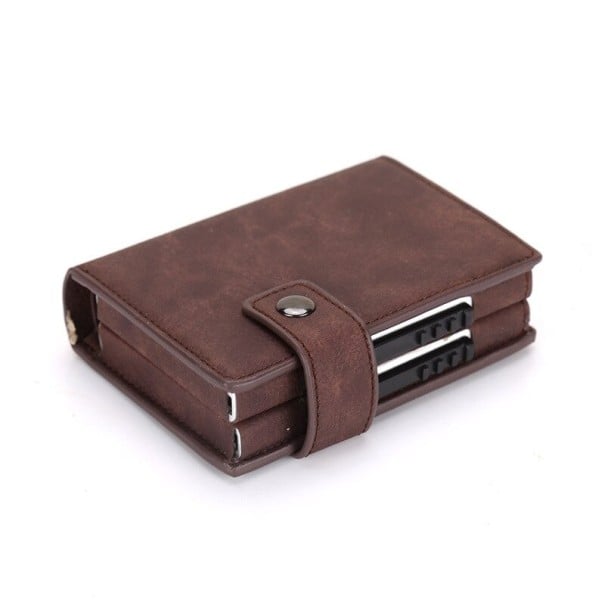 Travel Document Case with Two Aluminium Cases PU Leather Cover with Snap Fastening Dimensions 10.4 x 7.7 x 3 cm 4