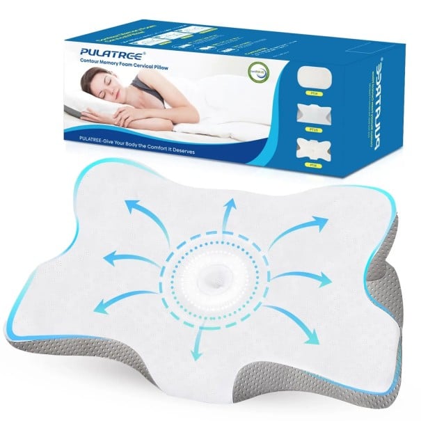 Travesseiro ortopédico com espuma viscoelástica Contra dores no pescoço e ombros Design ergonómico Apoio da coluna Melhor sono Antialérgico 1