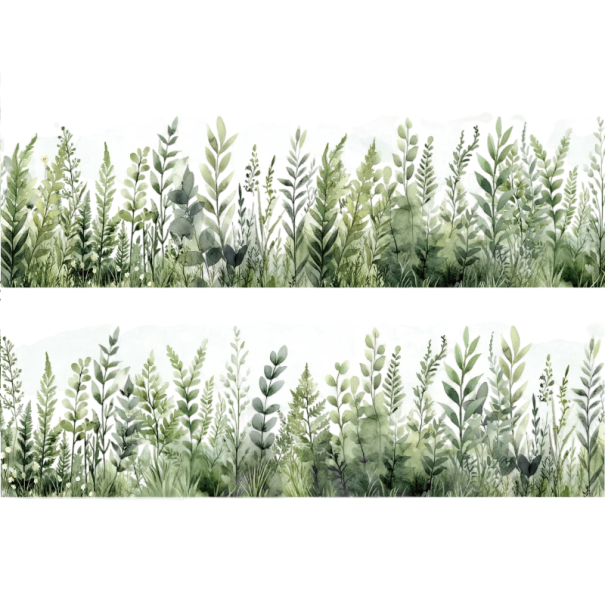 Trávníková páska s listovým motivem 5 cm x 2 m PET zelená pro dekoraci rostlin květináčů scrapbook tvoření a balení 1