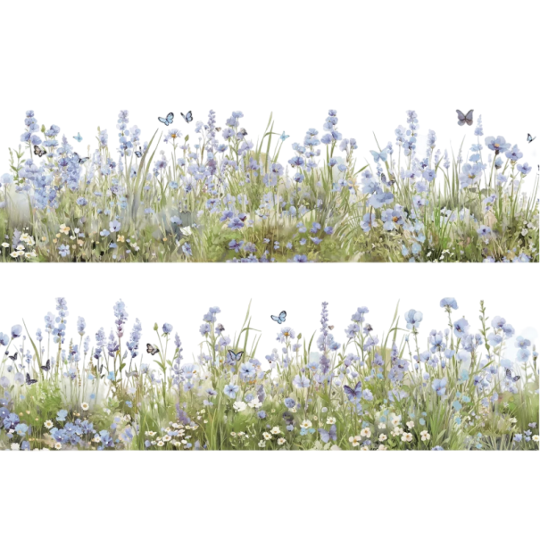 Trávníková páska s modrým květinovým motivem 5 cm x 2 m PET modrozelená pro dekoraci rostlin květináčů scrapbook tvoření 1