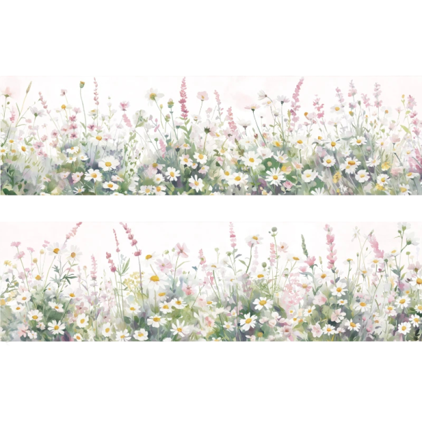 Trávníková páska s růžovým květinovým motivem 5 cm x 2 m PET pastelová pro dekoraci rostlin květináčů scrapbook tvoření 1