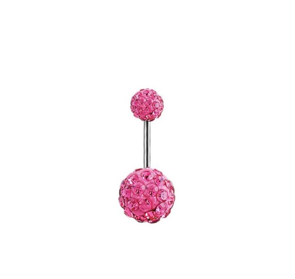 Trblietavý piercing do pupku ružová
