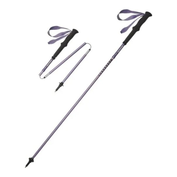 Trekkingstav 120 cm med ihopvikning till 37 cm ultralätt hopfällbar med snabb låsning av delar och handrem lila