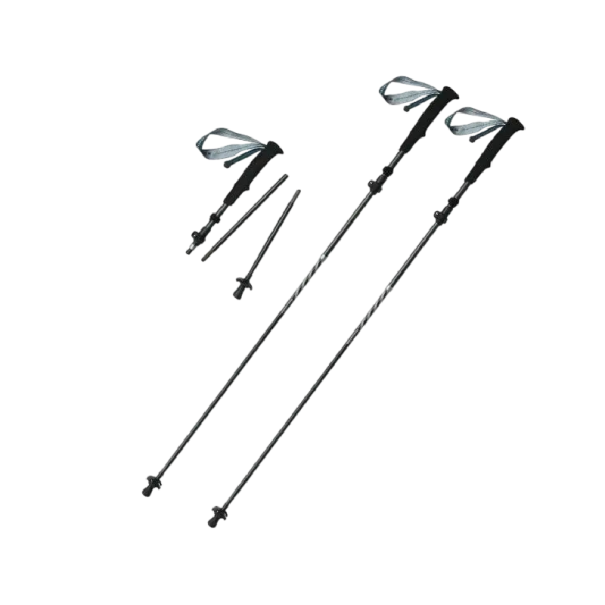Trekkingstöcke 2 Stk Fünfteilig zusammenklappbar mit Schnellverschluss-System 103 - 120 cm zusammengeklappt 35 cm Aluminium mit EVA-Griff Für Wanderungen und Trekking schwarz