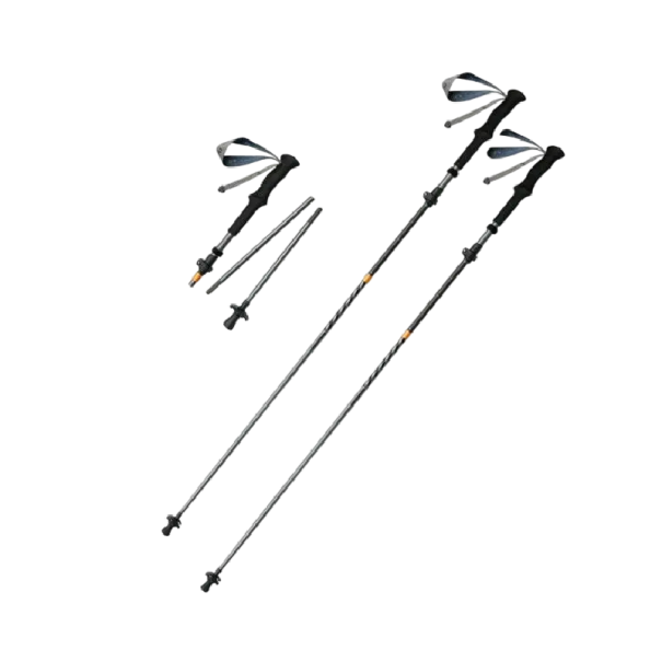 Trekkingstöcke 2 Stück Ultraleicht Faltbar mit Schnellverschluss-System 115 - 135 cm zusammengeklappt 36 cm 3K Carbon und Aluminium Grau Für Wandern und Trekking