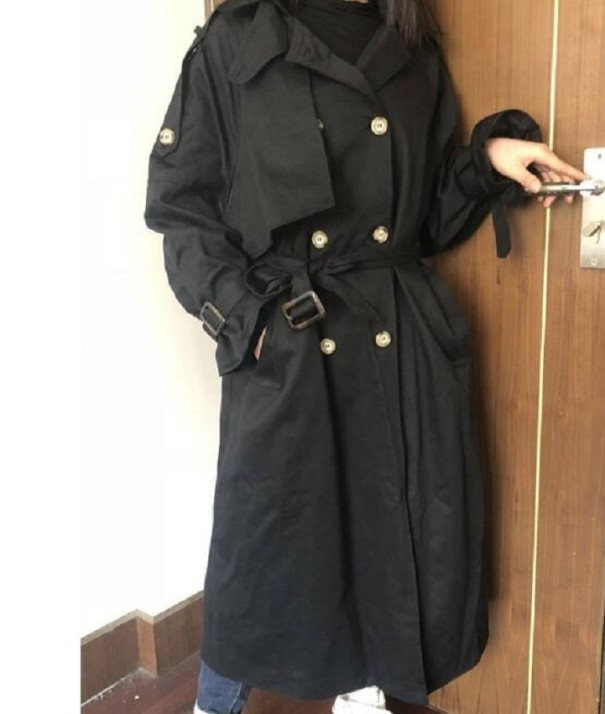Trenchcoat för kvinnor A1829 svart L