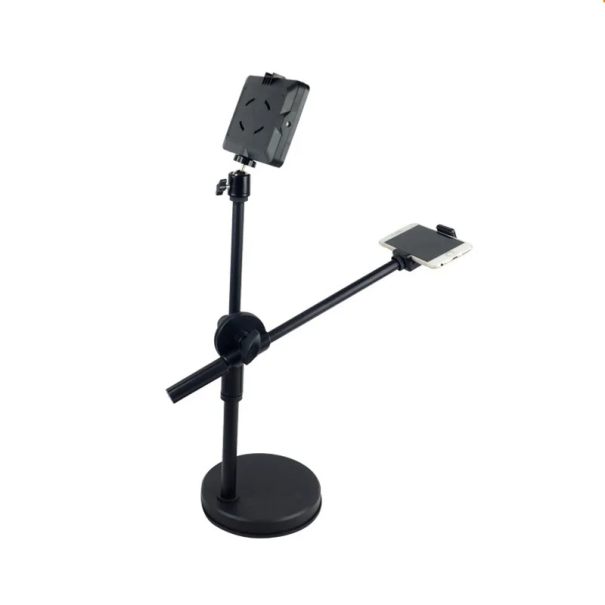 Trépied de bureau avec bras rotatif à 360° Support de téléphone réglable Lumière LED Support articulé pour la photographie Streaming Création 1