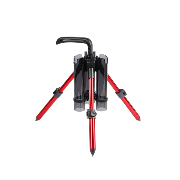 Trépied de pêche portable pliable 28 × 39 cm construction en métal support de canne pour la pêche au bord de l'eau et en milieu naturel rouge