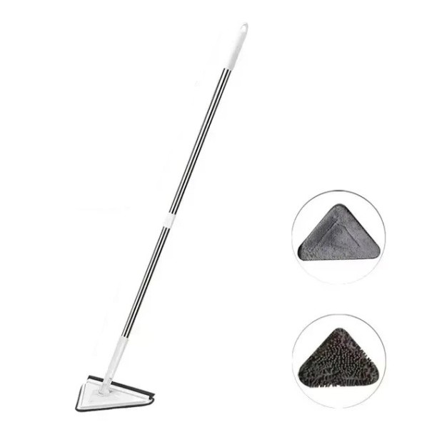 Triangular Mop 360° Rotating 100 cm Telescopic Handle Wet and Dry Cleaning Washable Cover Microfiber for Ceilings Floors Corners 1