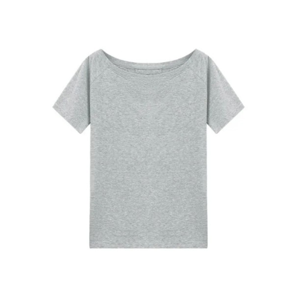 Tričko s odhalenými rameny Volný střih Ležérní dámský top Elegantní pohodlný styl Módní tričko do práce i na volný čas šedá L