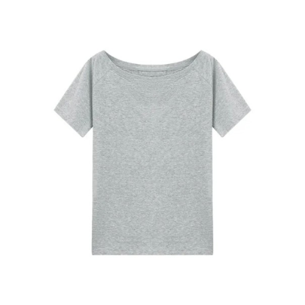 Tričko s odhalenými rameny Volný střih Ležérní dámský top Elegantní pohodlný styl Módní tričko do práce i na volný čas šedá XL