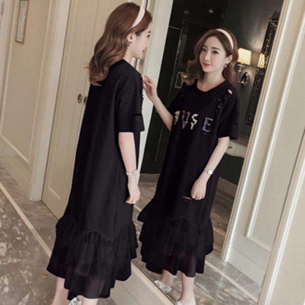 Tričkové šaty s tylovou sukňou čierna S