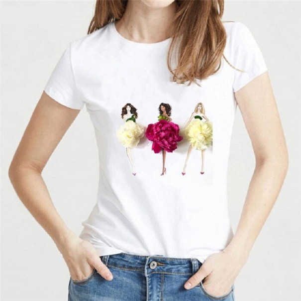 Tricou alb de femei cu imprimeu de flori S 3