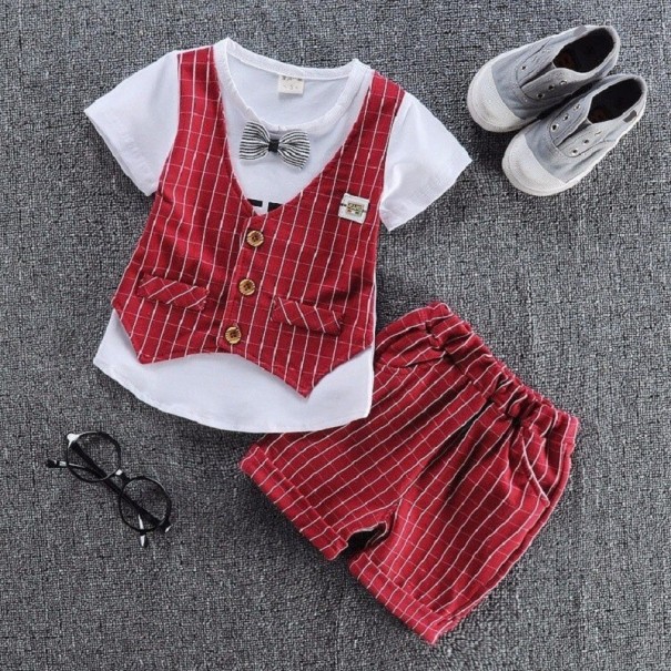 Tricou băiat cu vestă și pantaloni scurți L1141 9-12 luni C