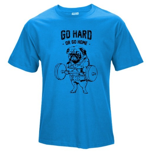 Tricou bărbătesc cu imprimeu - Pug cu mreană J975 albastru S