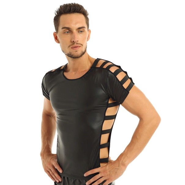 Tricou bărbătesc din piele artificială T2383 S