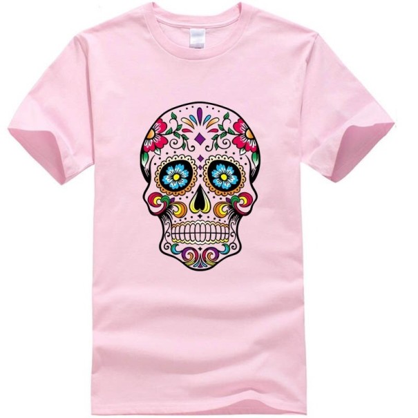 Tricou bărbați cu craniu T2056 roz XXS