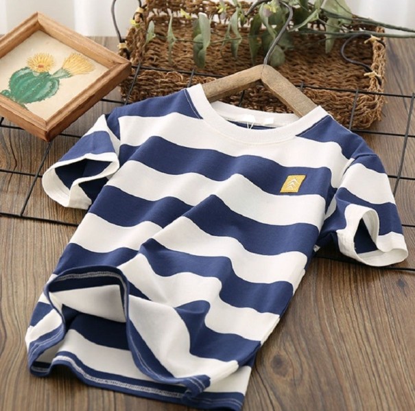 Tricou cu dungi băiat alb 6
