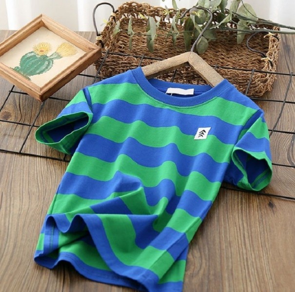 Tricou cu dungi băiat verde 5