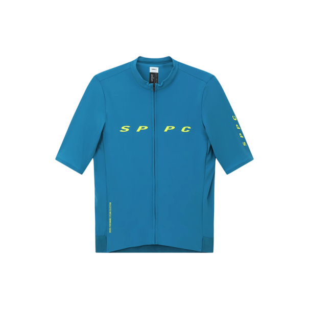 Tricou de ciclism bărbați ușor cu mânecă scurtă și fermoar, 3 buzunare la spate și buzunar lateral, pentru ciclism, sport și activități recreative albastru L