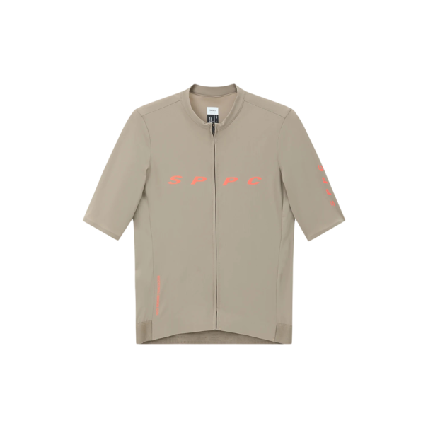 Tricou de ciclism bărbați ușor cu mânecă scurtă și fermoar, 3 buzunare la spate și buzunar lateral, pentru ciclism, sport și activități recreative bej L