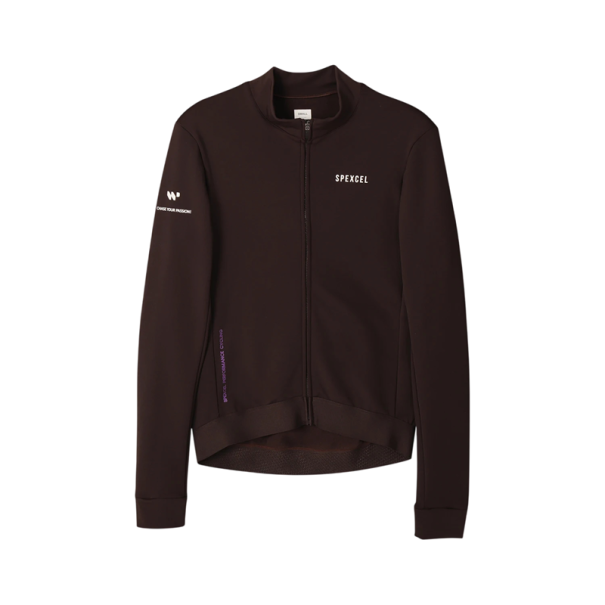 Tricou de ciclism pentru bărbați cu mânecă lungă și fermoar, 3 buzunare pe spate și 1 buzunar lateral, pentru ciclism, sport și activități recreative maro inchis L