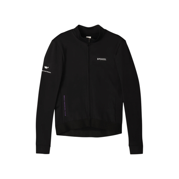 Tricou de ciclism pentru bărbați cu mânecă lungă și fermoar, 3 buzunare pe spate și 1 buzunar lateral, pentru ciclism, sport și activități recreative negru L